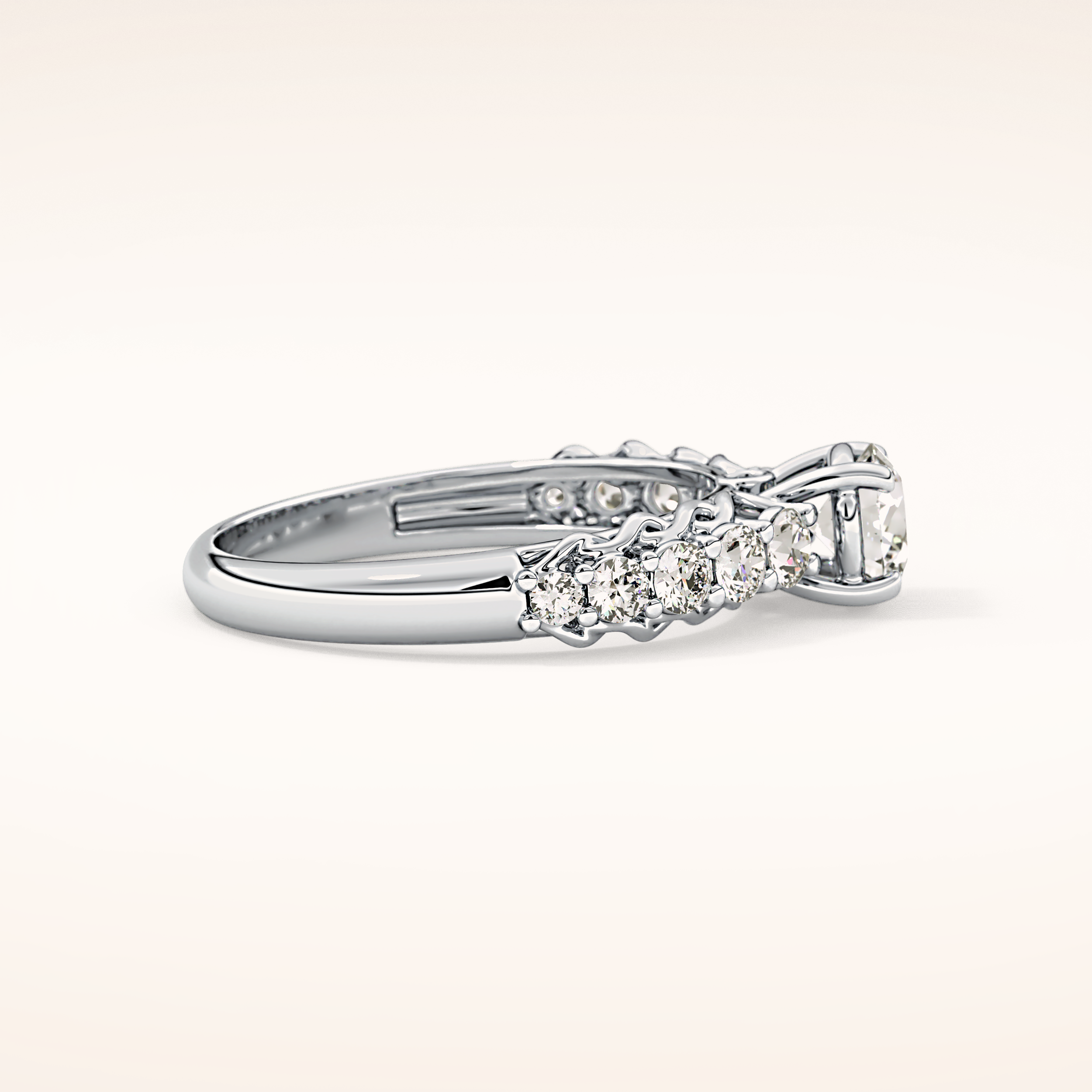0.54 CT Round Shaped Pave Moissanite Engagement Ring