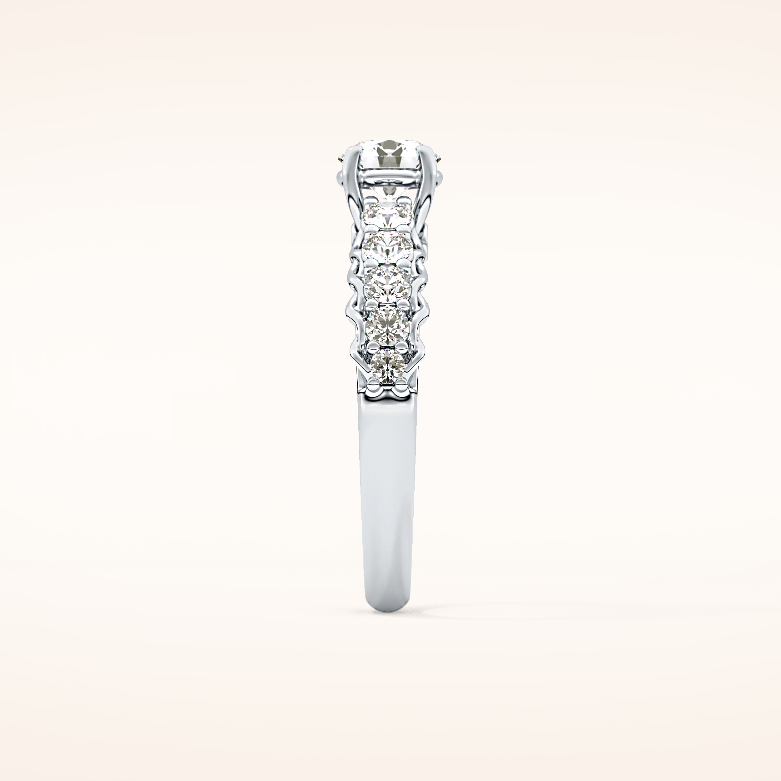 0.54 CT Round Shaped Pave Moissanite Engagement Ring