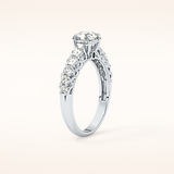 0.54 CT Round Shaped Pave Moissanite Engagement Ring