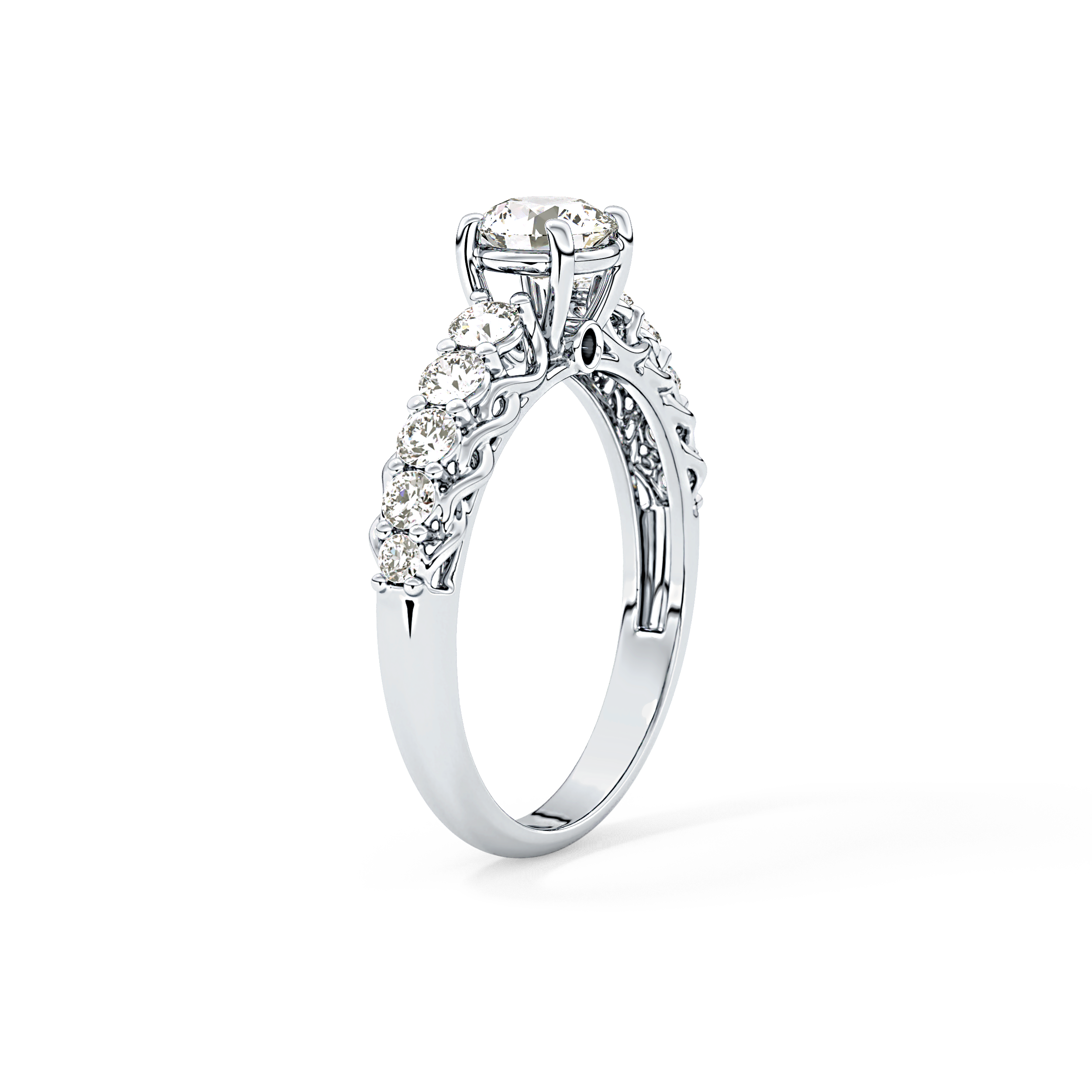 Round Pave Lab Grown Diamond Engagement Ring