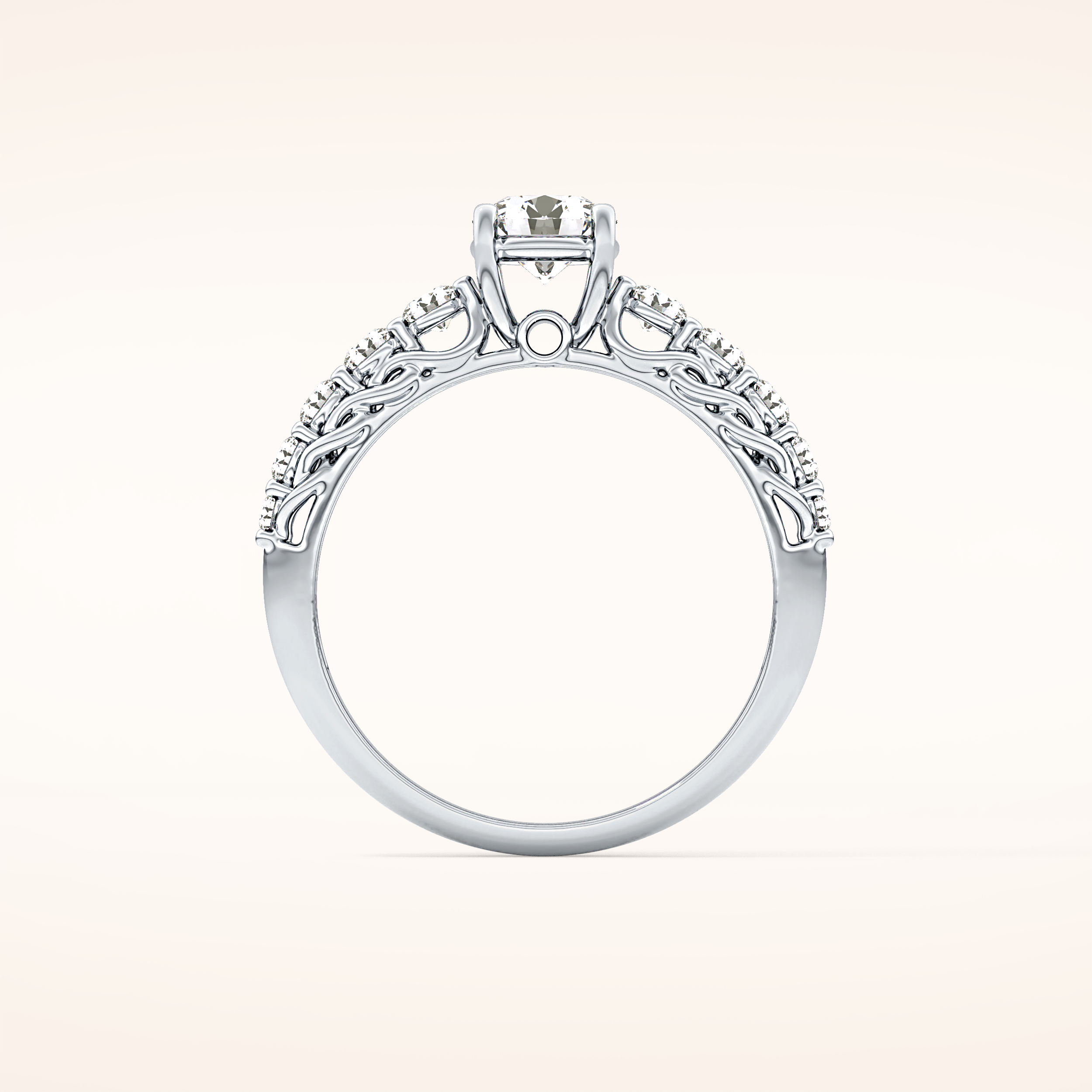 0.54 CT Round Shaped Pave Moissanite Engagement Ring