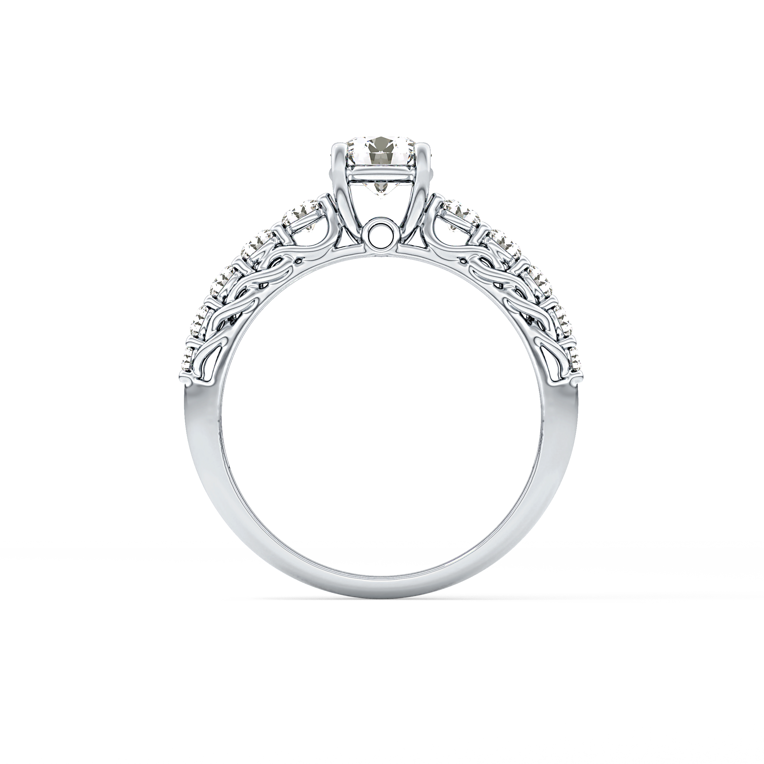 Round Pave Lab Grown Diamond Engagement Ring