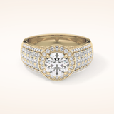 1.51 CT Round Shaped Halo & Triple Pave Moissanite Engagement Ring