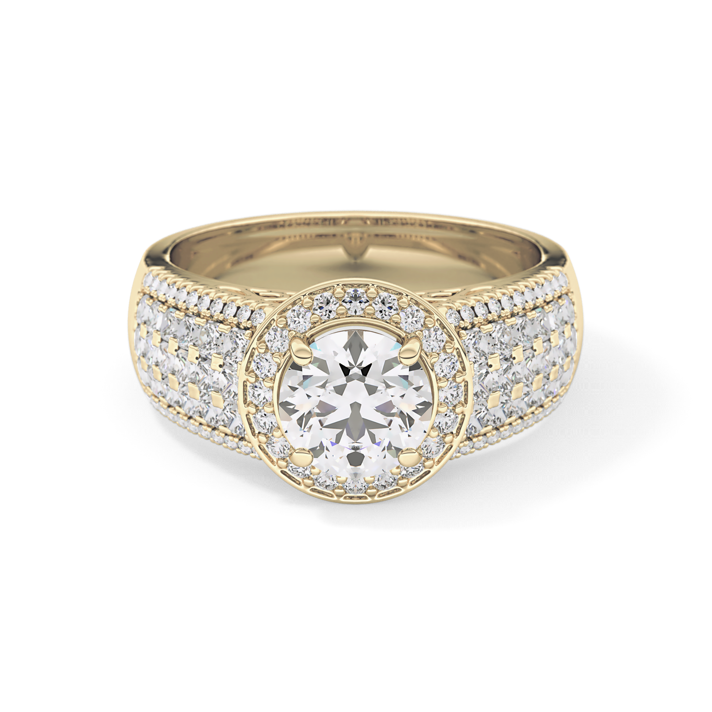 Round Halo & Triple Pave Lab Grown Diamond Engagement Ring