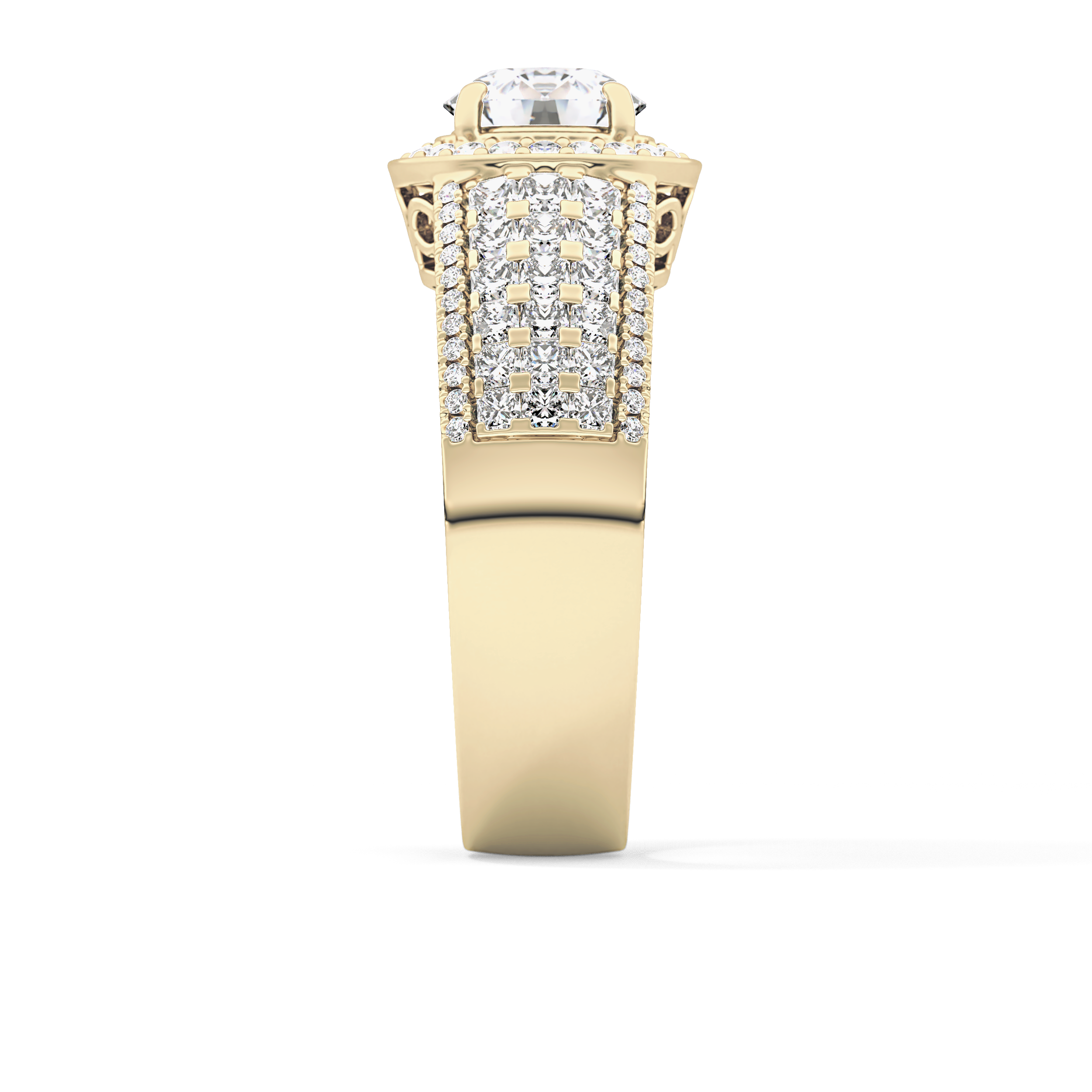 Round Halo & Triple Pave Lab Grown Diamond Engagement Ring