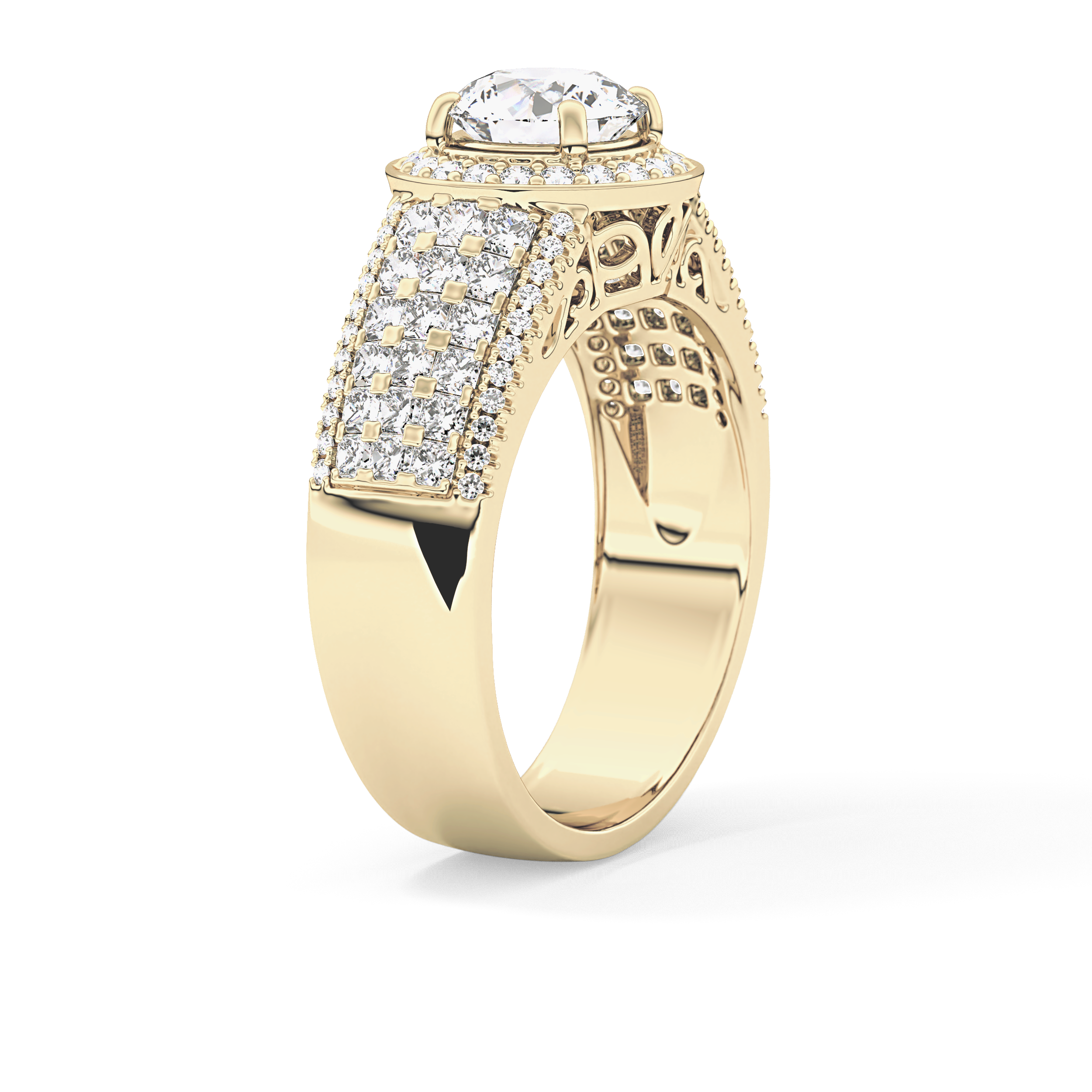 Round Halo & Triple Pave Lab Grown Diamond Engagement Ring