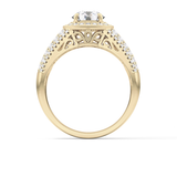 Round Halo & Triple Pave Lab Grown Diamond Engagement Ring
