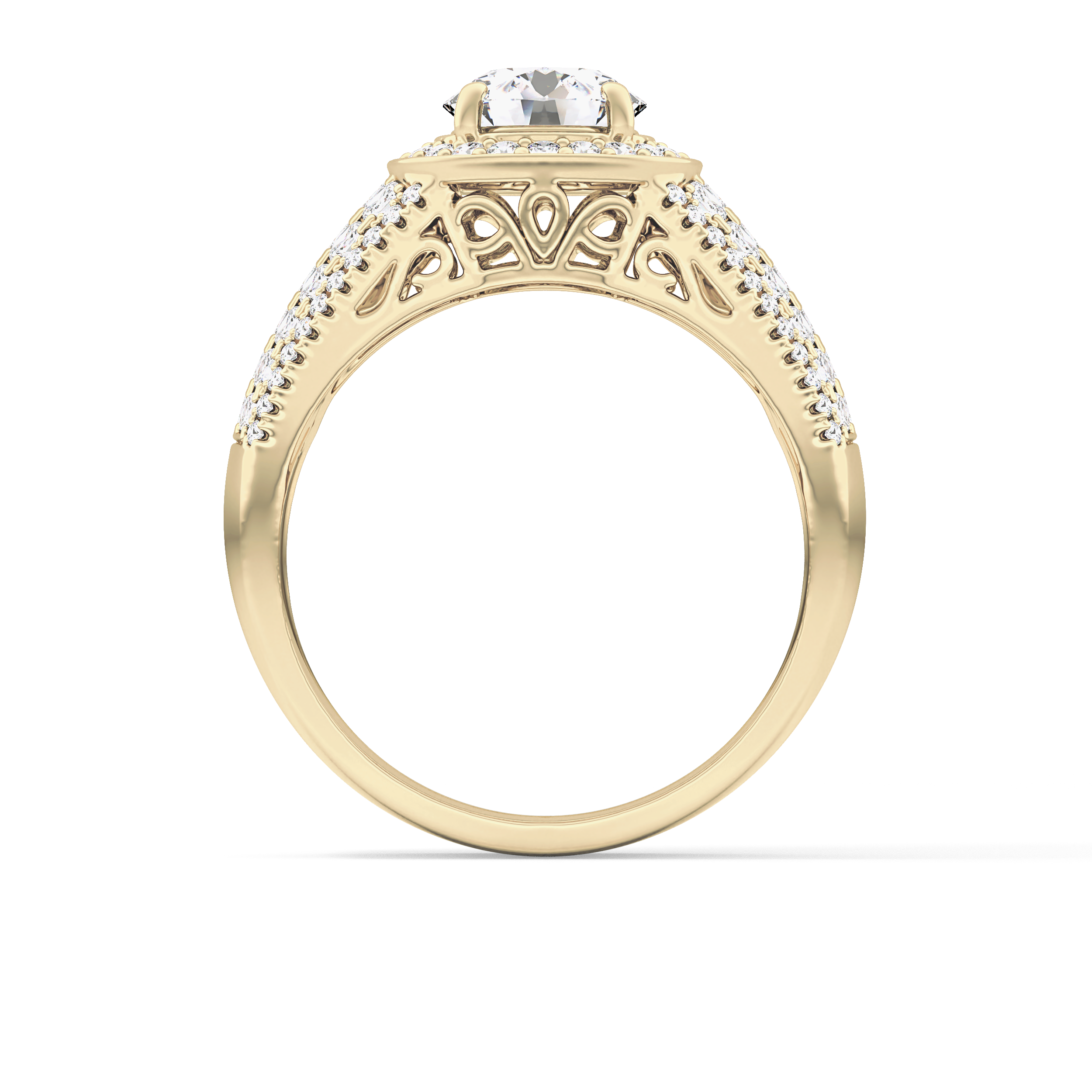 Round Halo & Triple Pave Lab Grown Diamond Engagement Ring