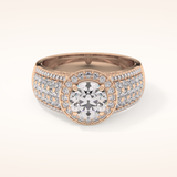 1.51 CT Round Shaped Halo & Triple Pave Moissanite Engagement Ring