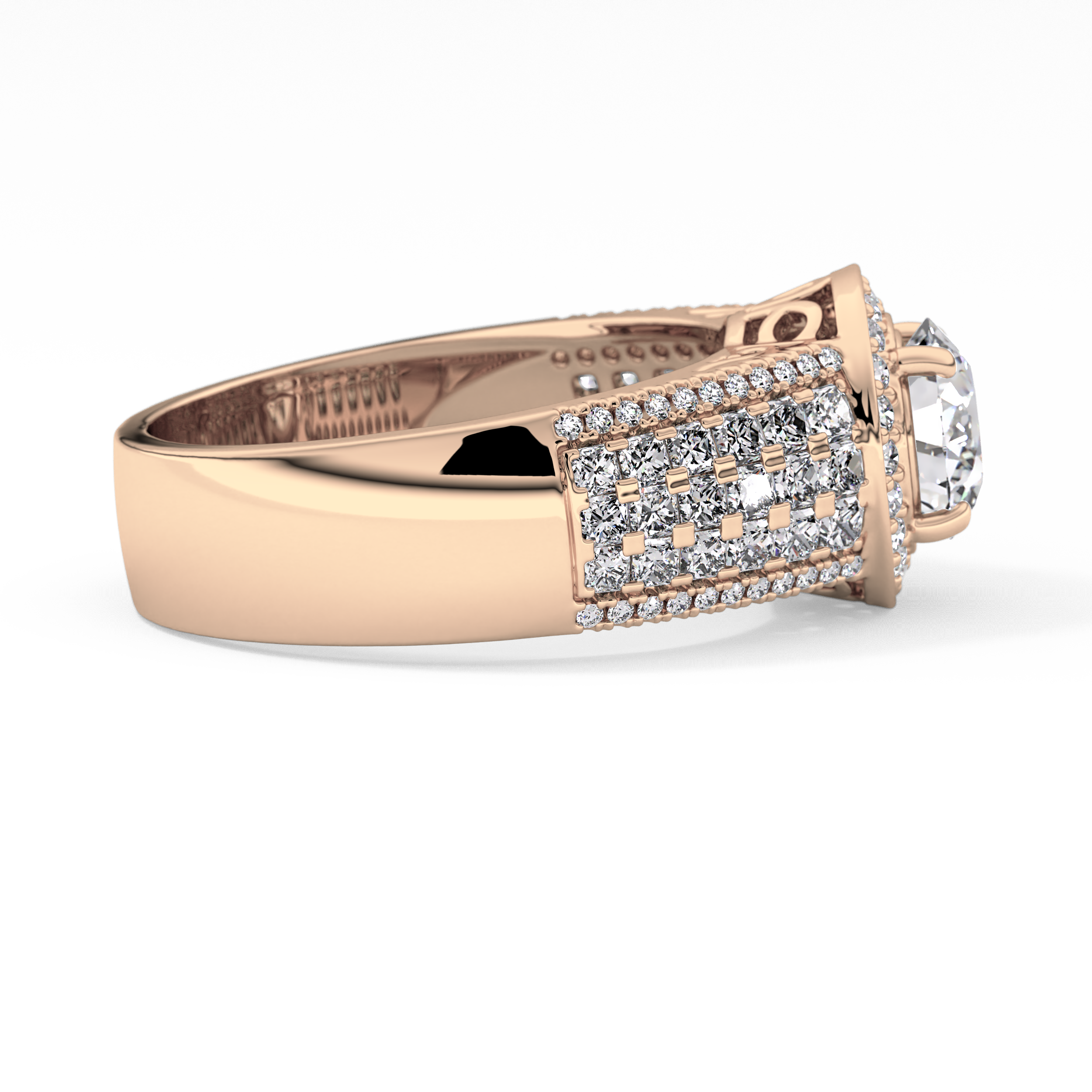 Round Halo & Triple Pave Lab Grown Diamond Engagement Ring