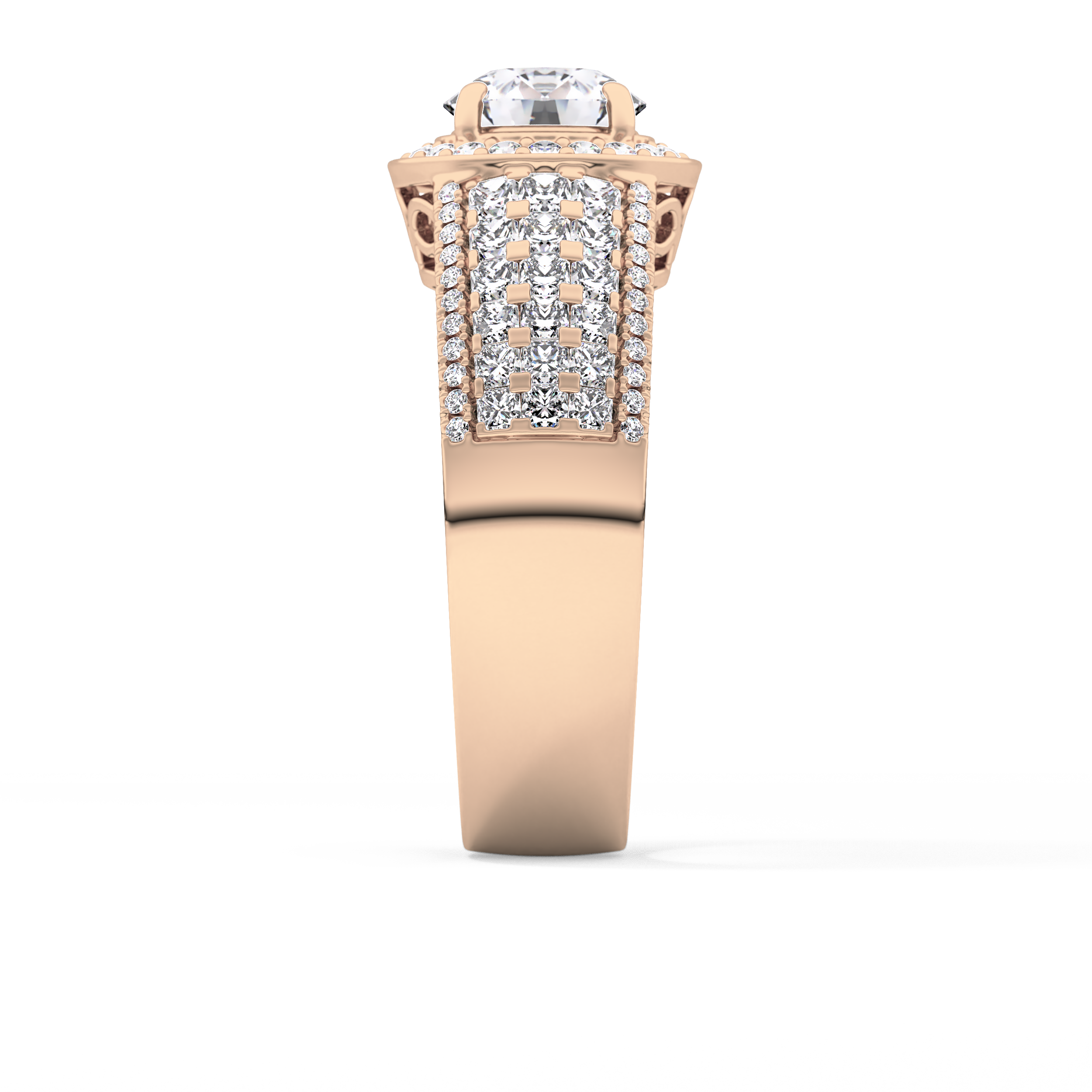 Round Halo & Triple Pave Lab Grown Diamond Engagement Ring