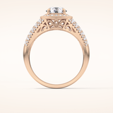1.51 CT Round Shaped Halo & Triple Pave Moissanite Engagement Ring