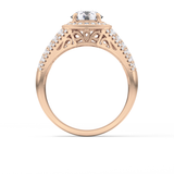 Round Halo & Triple Pave Lab Grown Diamond Engagement Ring