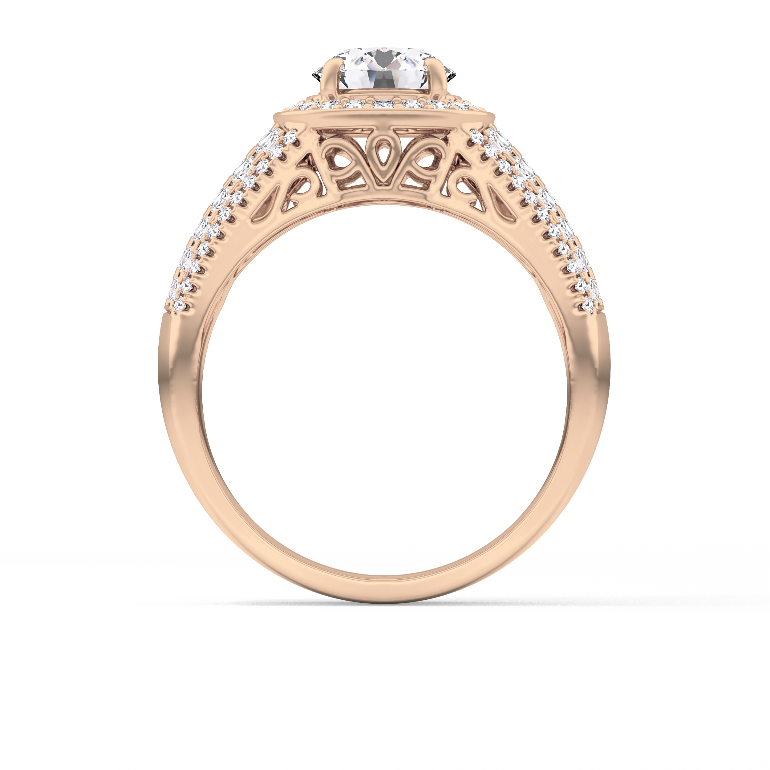 Round Halo & Triple Pave Lab Grown Diamond Engagement Ring