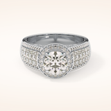 1.51 CT Round Shaped Halo & Triple Pave Moissanite Engagement Ring
