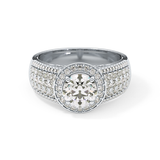Round Halo & Triple Pave Lab Grown Diamond Engagement Ring