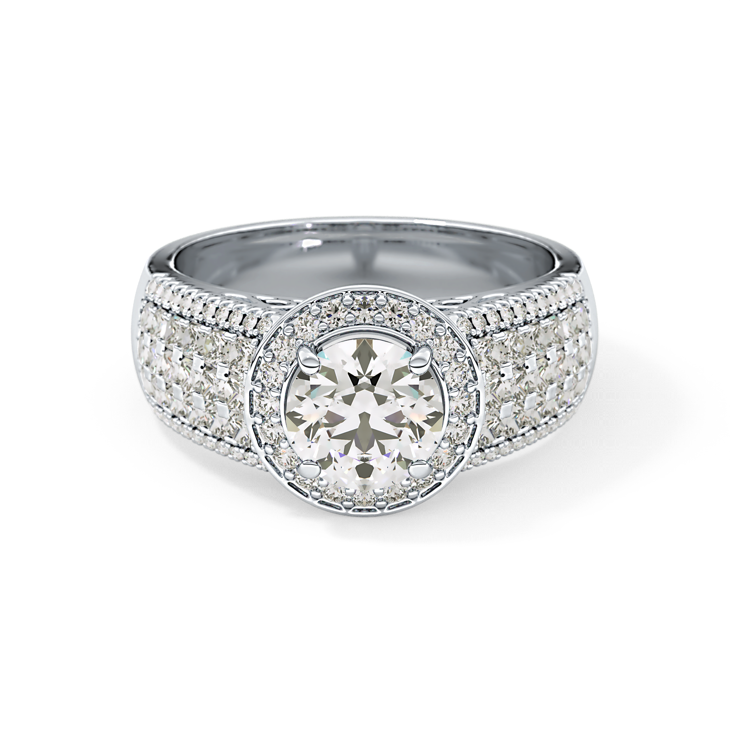 Round Halo & Triple Pave Lab Grown Diamond Engagement Ring