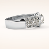 1.51 CT Round Shaped Halo & Triple Pave Moissanite Engagement Ring