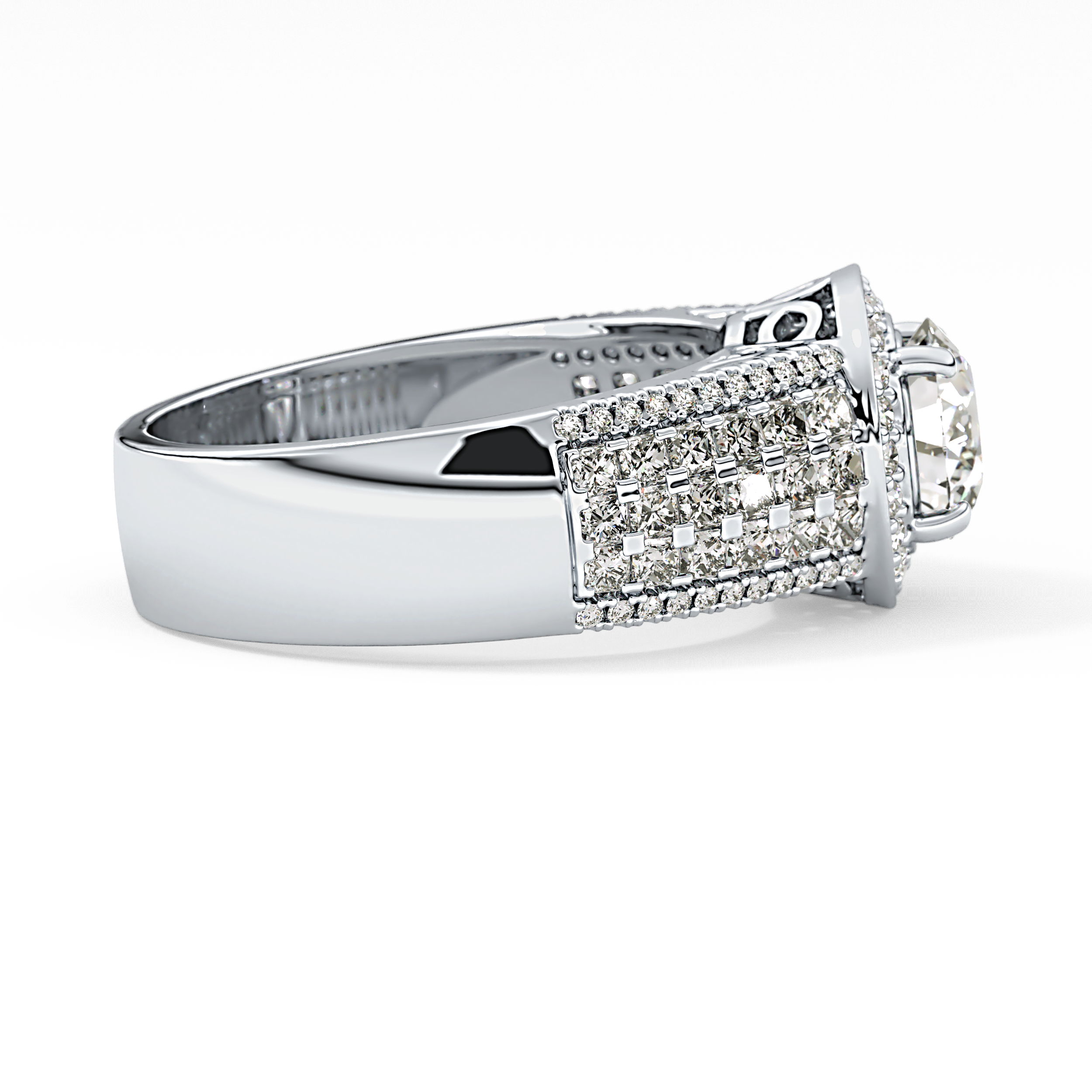 Round Halo & Triple Pave Lab Grown Diamond Engagement Ring