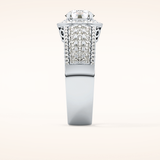 1.51 CT Round Shaped Halo & Triple Pave Moissanite Engagement Ring