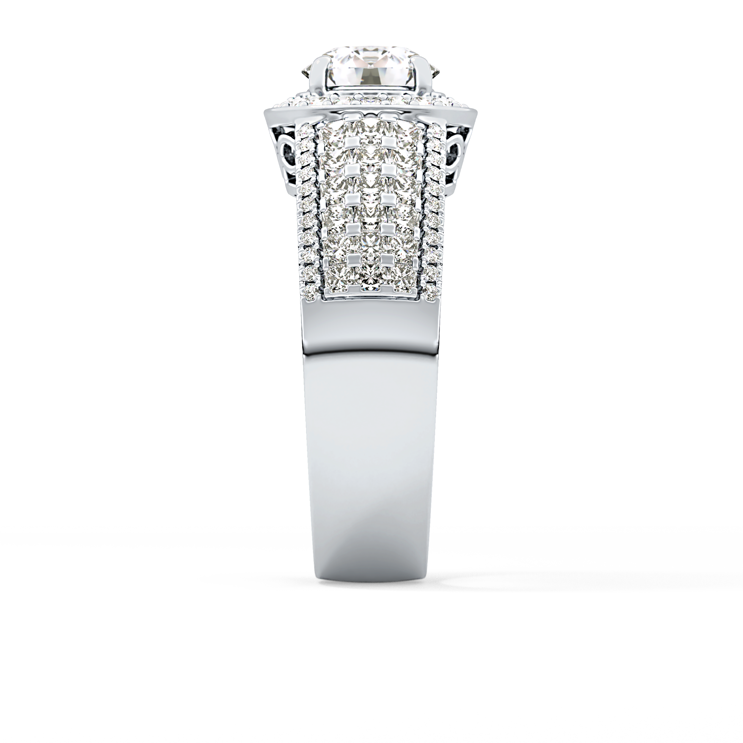 Round Halo & Triple Pave Lab Grown Diamond Engagement Ring
