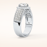 1.51 CT Round Shaped Halo & Triple Pave Moissanite Engagement Ring