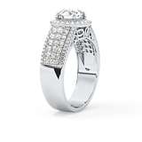 Round Halo & Triple Pave Lab Grown Diamond Engagement Ring