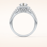 1.51 CT Round Shaped Halo & Triple Pave Moissanite Engagement Ring
