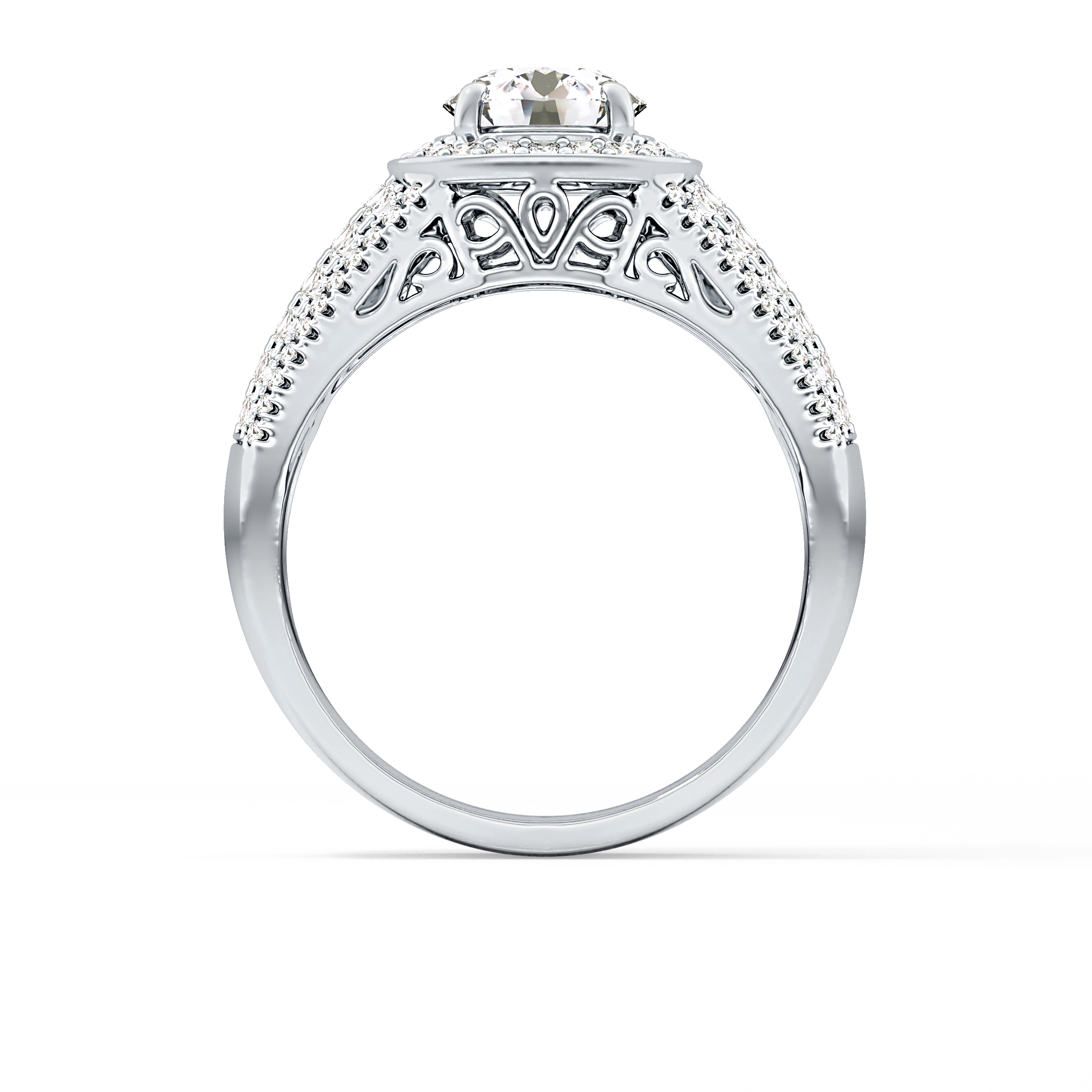 Round Halo & Triple Pave Lab Grown Diamond Engagement Ring