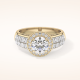 1.51 CT Round Shaped Halo & Double Pave Moissanite Engagement Ring