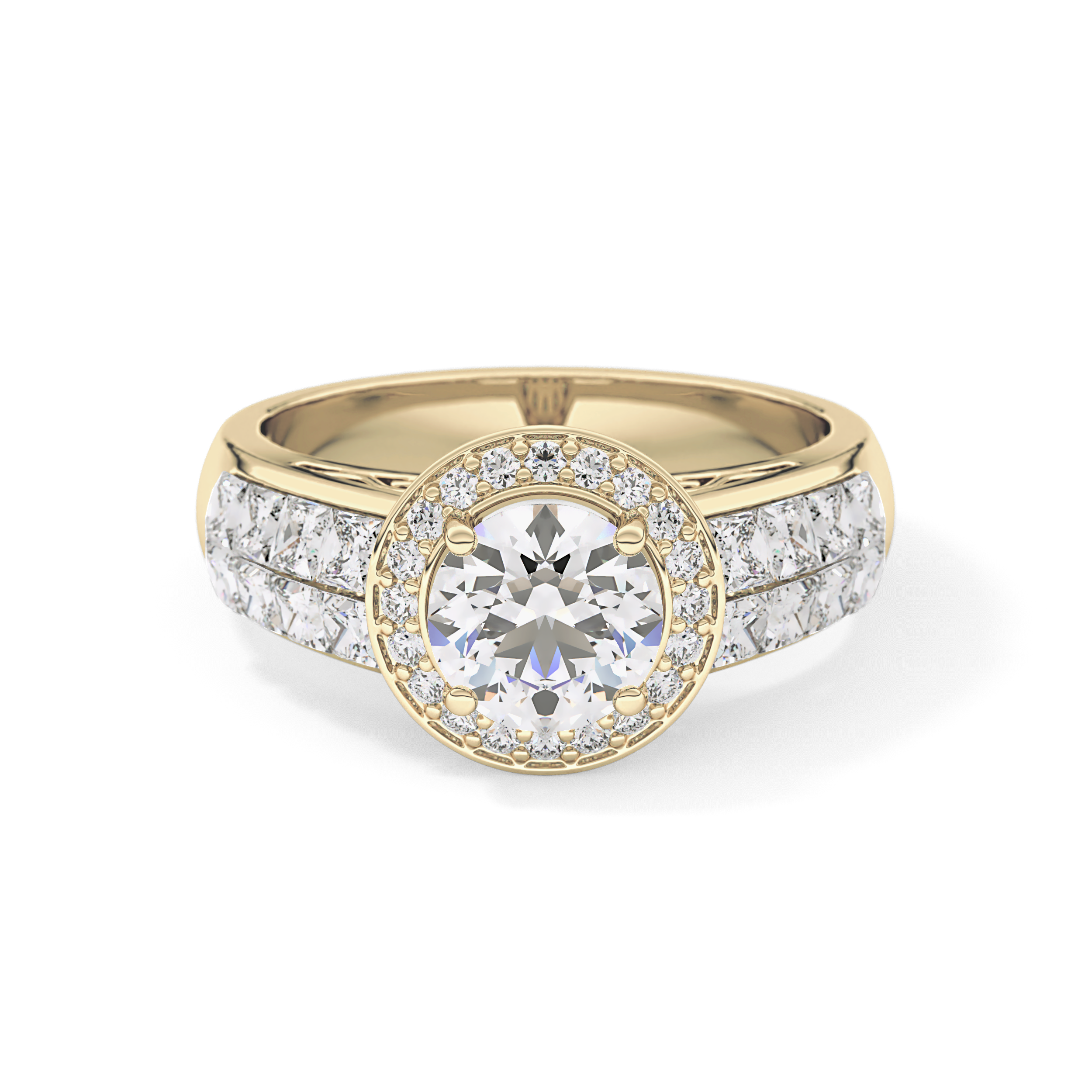 Round Halo & Double Pave Lab Grown Diamond Engagement Ring