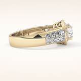 1.51 CT Round Shaped Halo & Double Pave Moissanite Engagement Ring