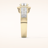 1.51 CT Round Shaped Halo & Double Pave Moissanite Engagement Ring