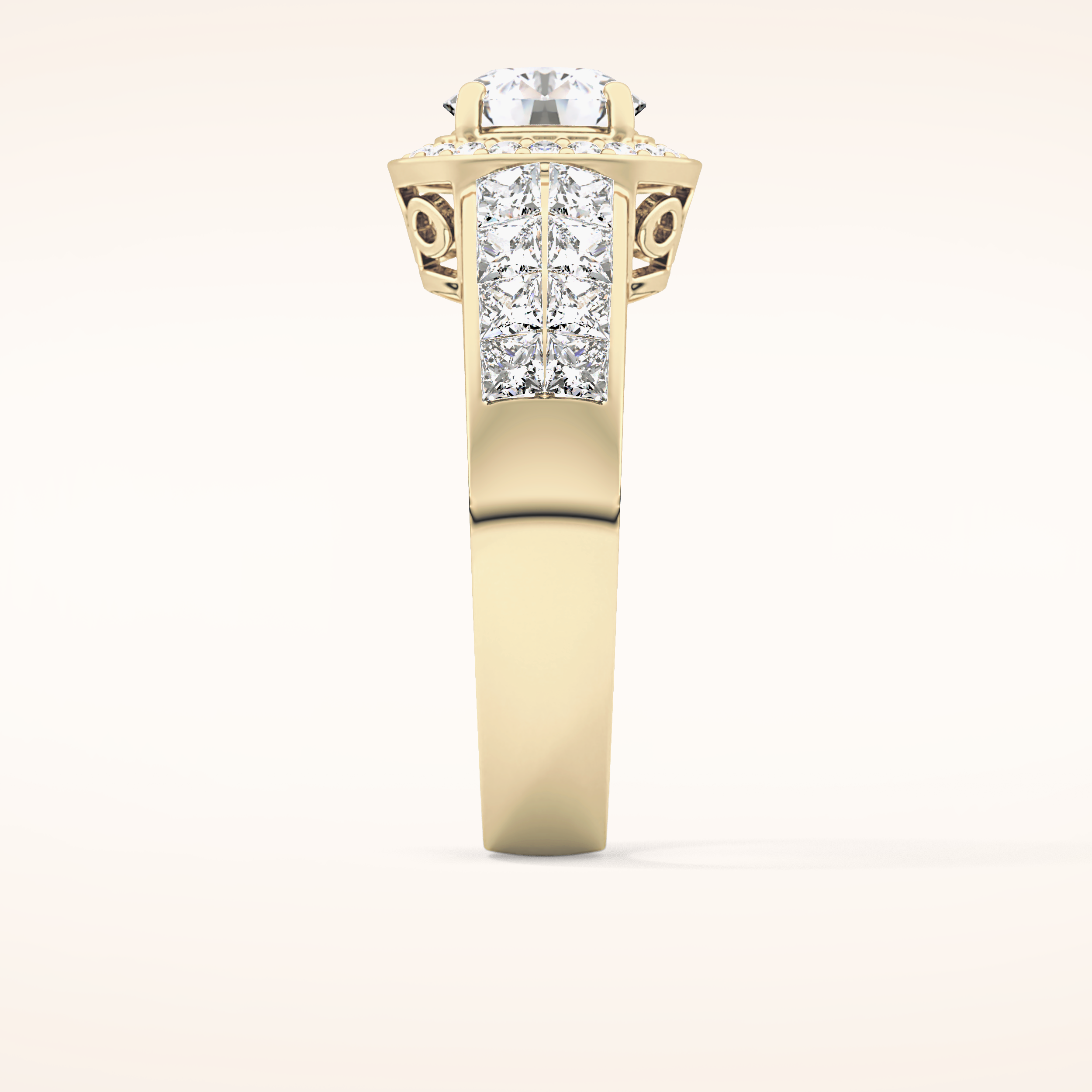 1.51 CT Round Shaped Halo & Double Pave Moissanite Engagement Ring