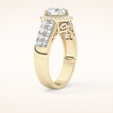 1.51 CT Round Shaped Halo & Double Pave Moissanite Engagement Ring