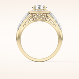 1.51 CT Round Shaped Halo & Double Pave Moissanite Engagement Ring