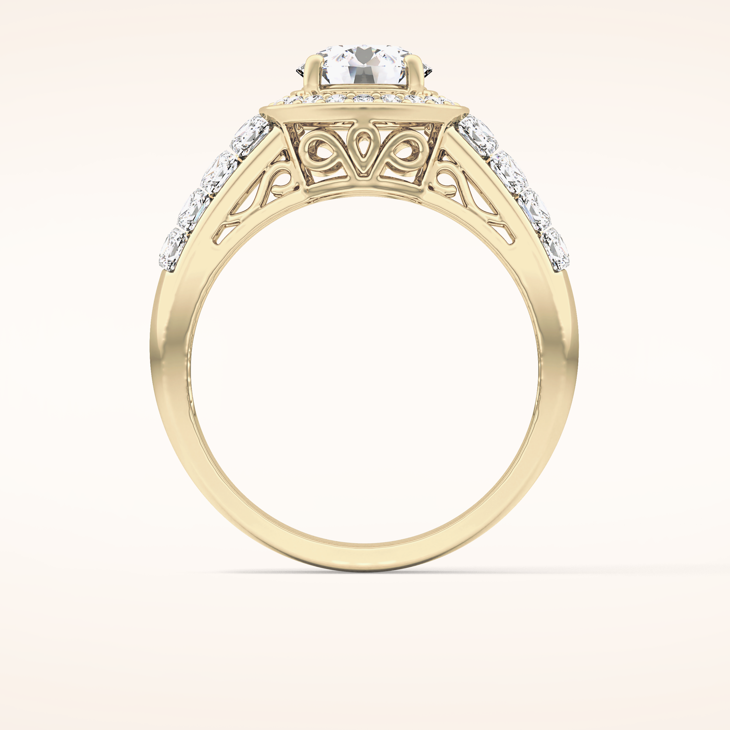 1.51 CT Round Shaped Halo & Double Pave Moissanite Engagement Ring