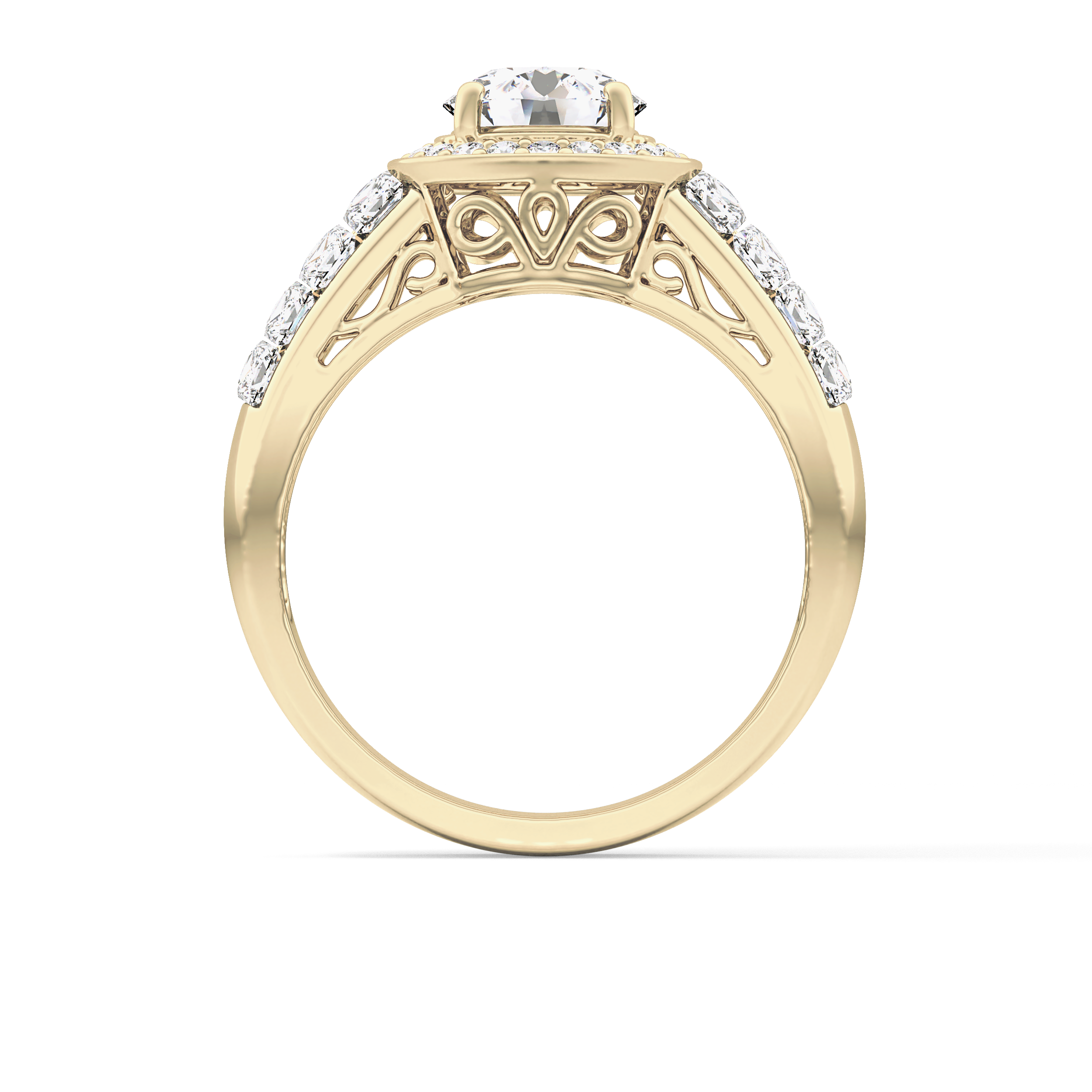 Round Halo & Double Pave Lab Grown Diamond Engagement Ring