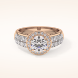 1.51 CT Round Shaped Halo & Double Pave Moissanite Engagement Ring