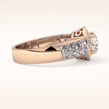 1.51 CT Round Shaped Halo & Double Pave Moissanite Engagement Ring