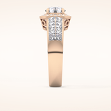 1.51 CT Round Shaped Halo & Double Pave Moissanite Engagement Ring