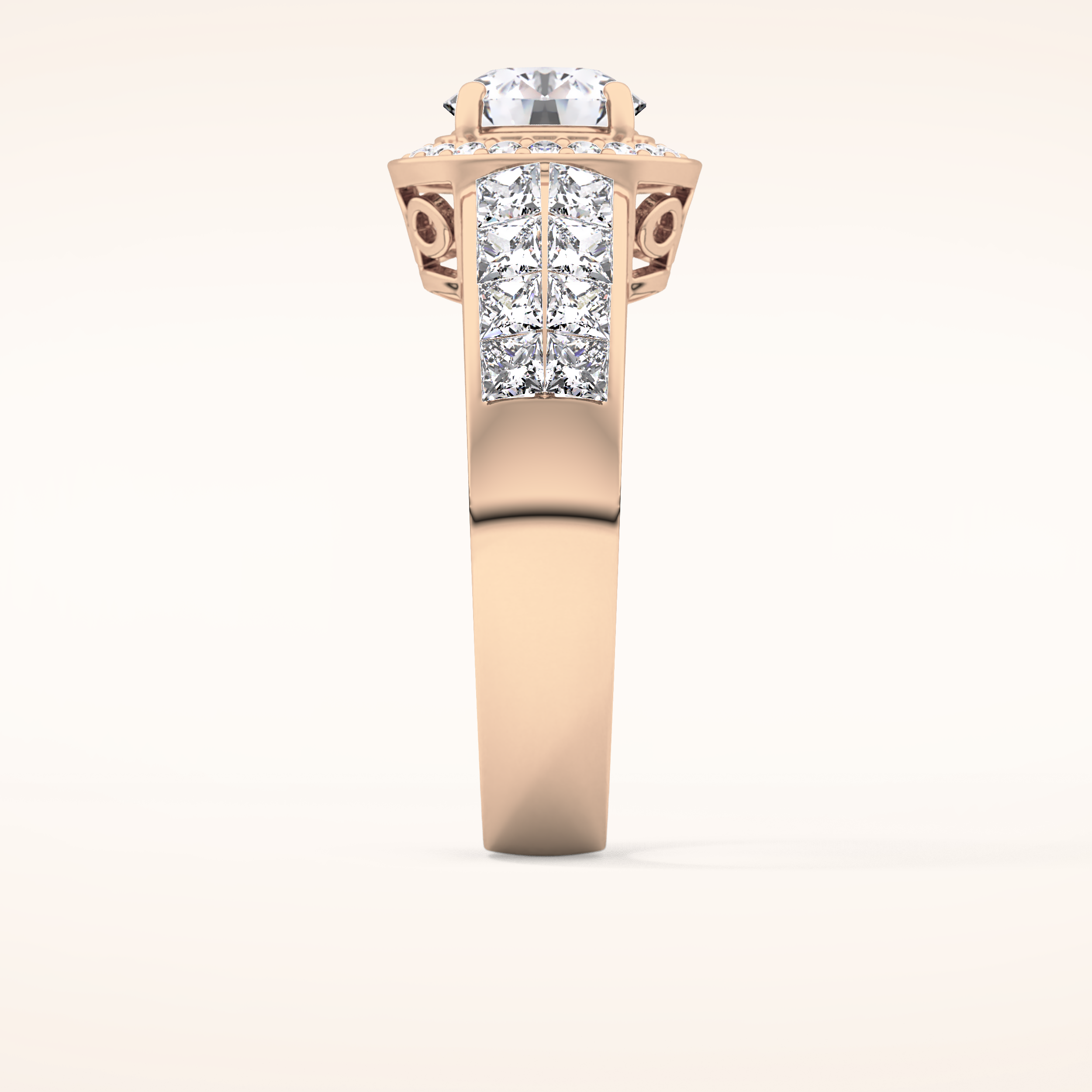1.51 CT Round Shaped Halo & Double Pave Moissanite Engagement Ring
