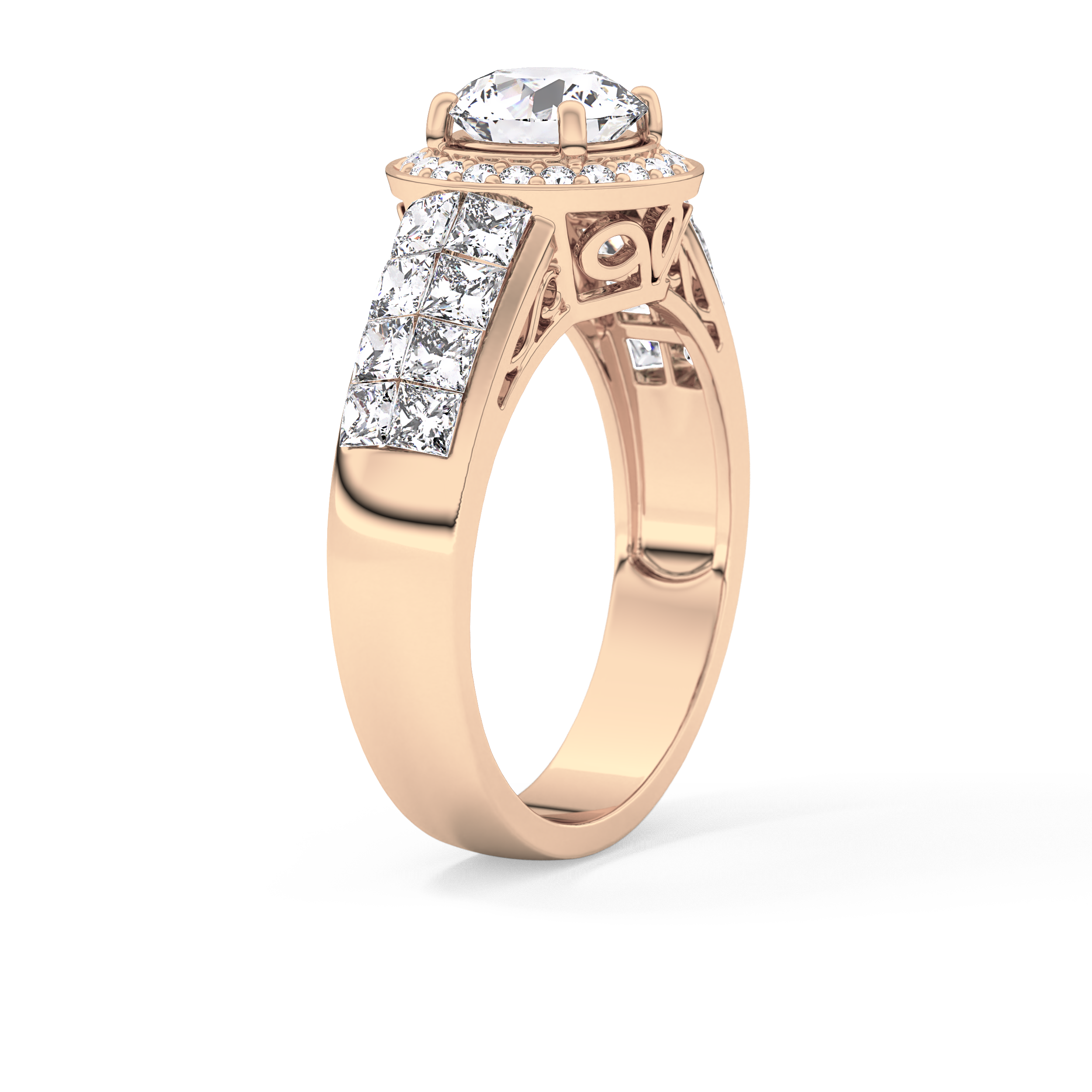 Round Halo & Double Pave Lab Grown Diamond Engagement Ring