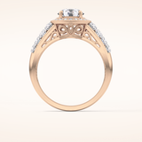1.51 CT Round Shaped Halo & Double Pave Moissanite Engagement Ring