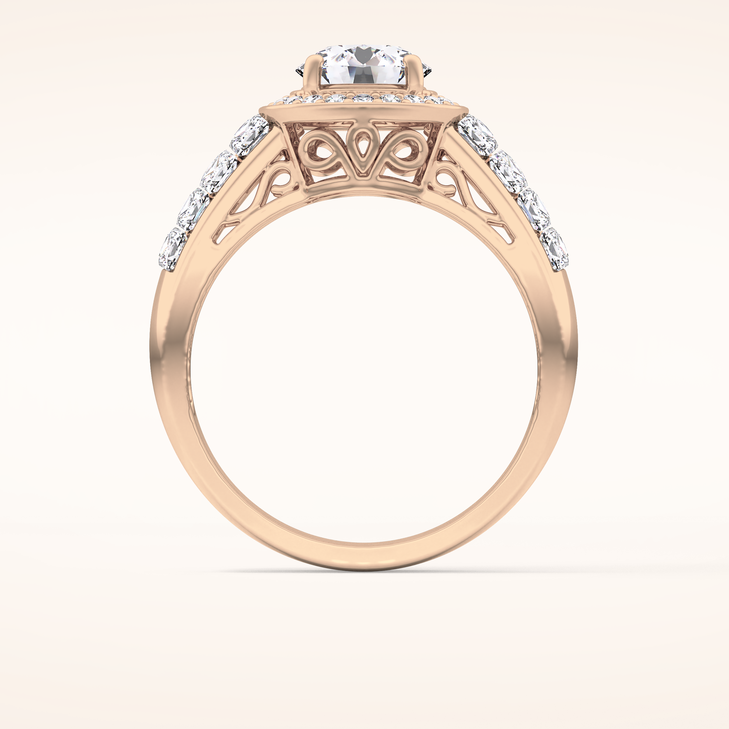 1.51 CT Round Shaped Halo & Double Pave Moissanite Engagement Ring