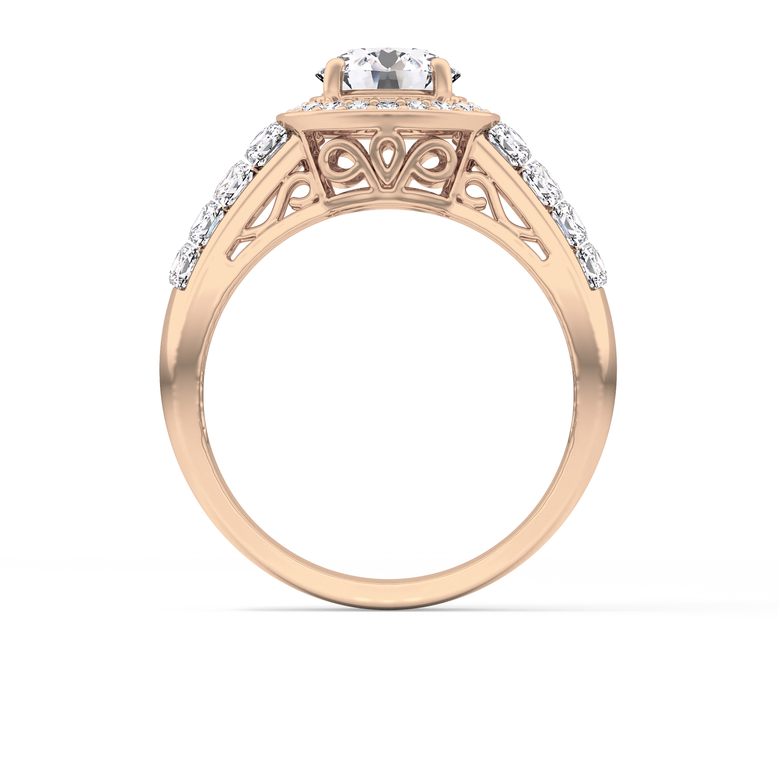Round Halo & Double Pave Lab Grown Diamond Engagement Ring
