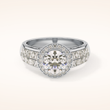 1.51 CT Round Shaped Halo & Double Pave Moissanite Engagement Ring