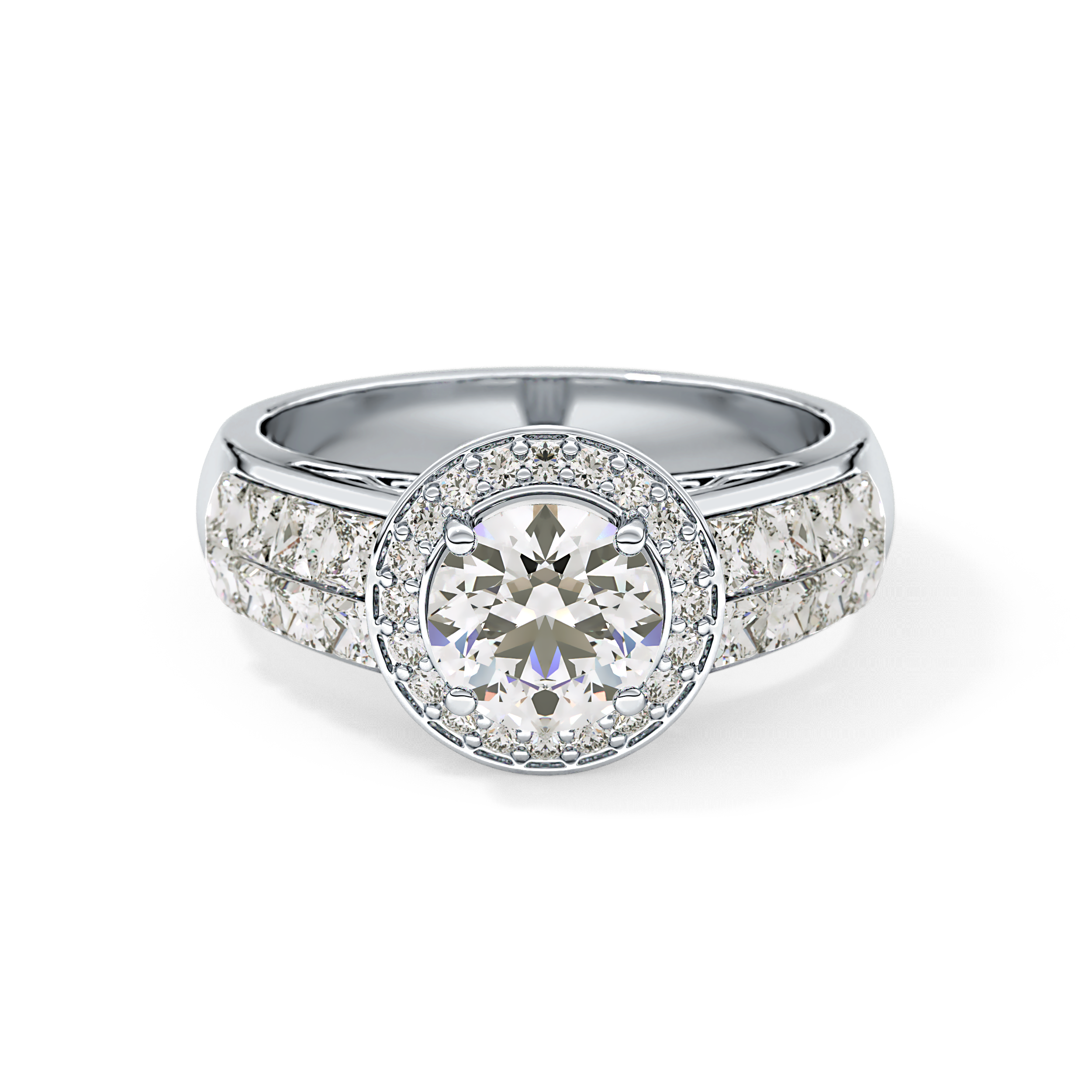 Round Halo & Double Pave Lab Grown Diamond Engagement Ring