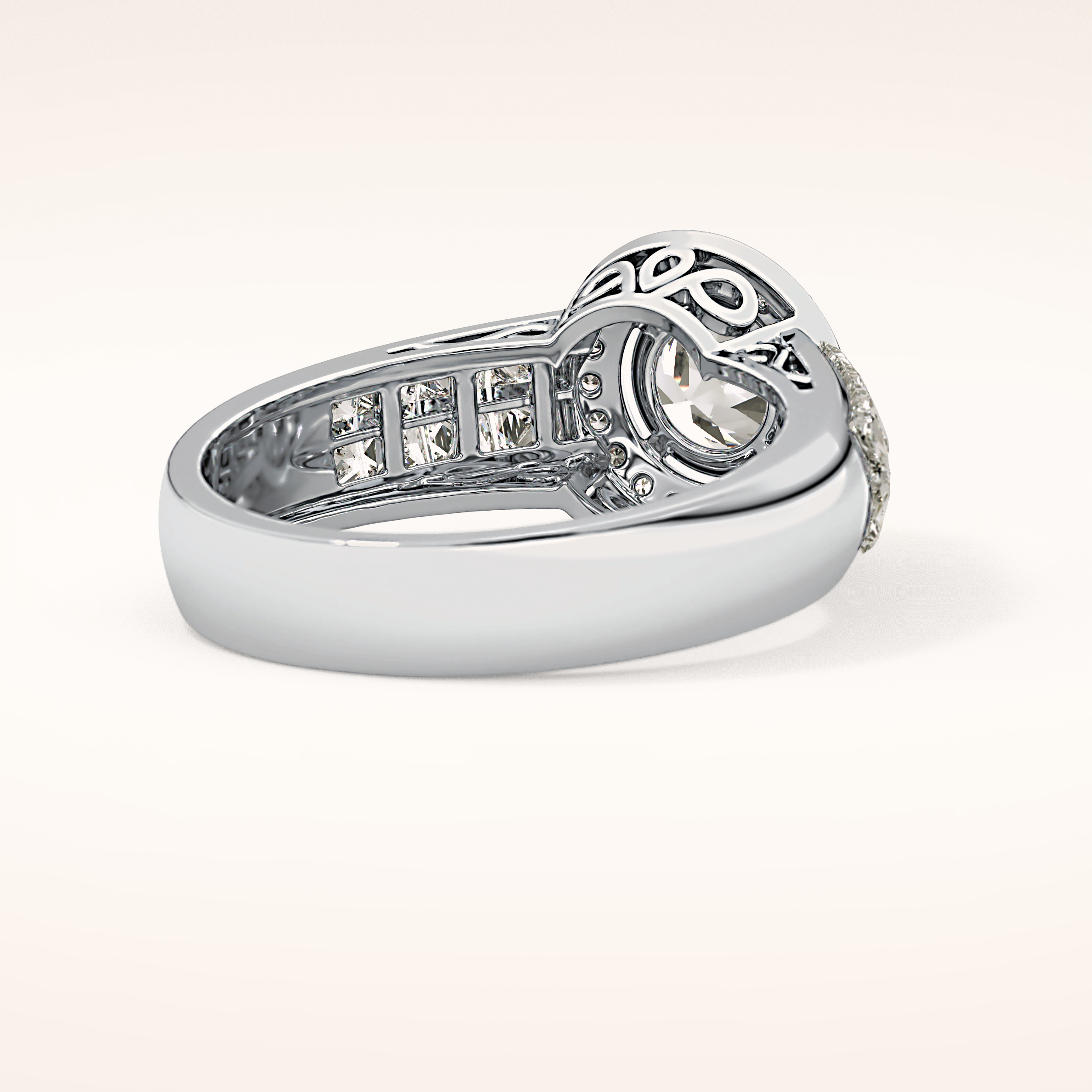 1.51 CT Round Shaped Halo & Double Pave Moissanite Engagement Ring