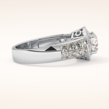 1.51 CT Round Shaped Halo & Double Pave Moissanite Engagement Ring